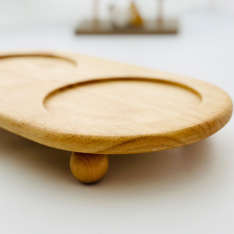 Bamboo Elevated Pet Bowl Stand – Natural Wooden Base for 5–6 Inch Bowls
