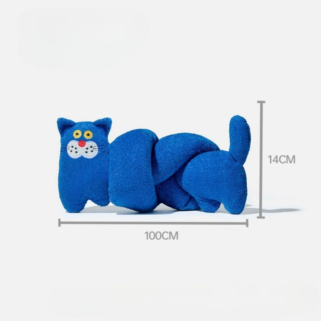 Catnip Crinkle Cat Toy – Durable Blue Plush Cat-Shaped Self-Play Toy