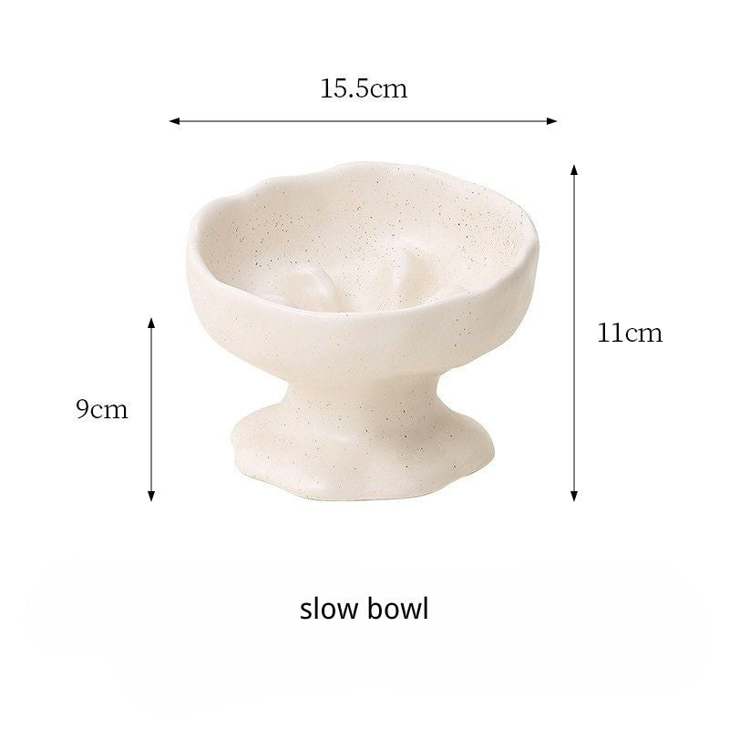 Ink-Style Ceramic Elevated Pet Bowl – Tilted Slow Feeder, Anti-Choke, Suitable for Cats and Dogs