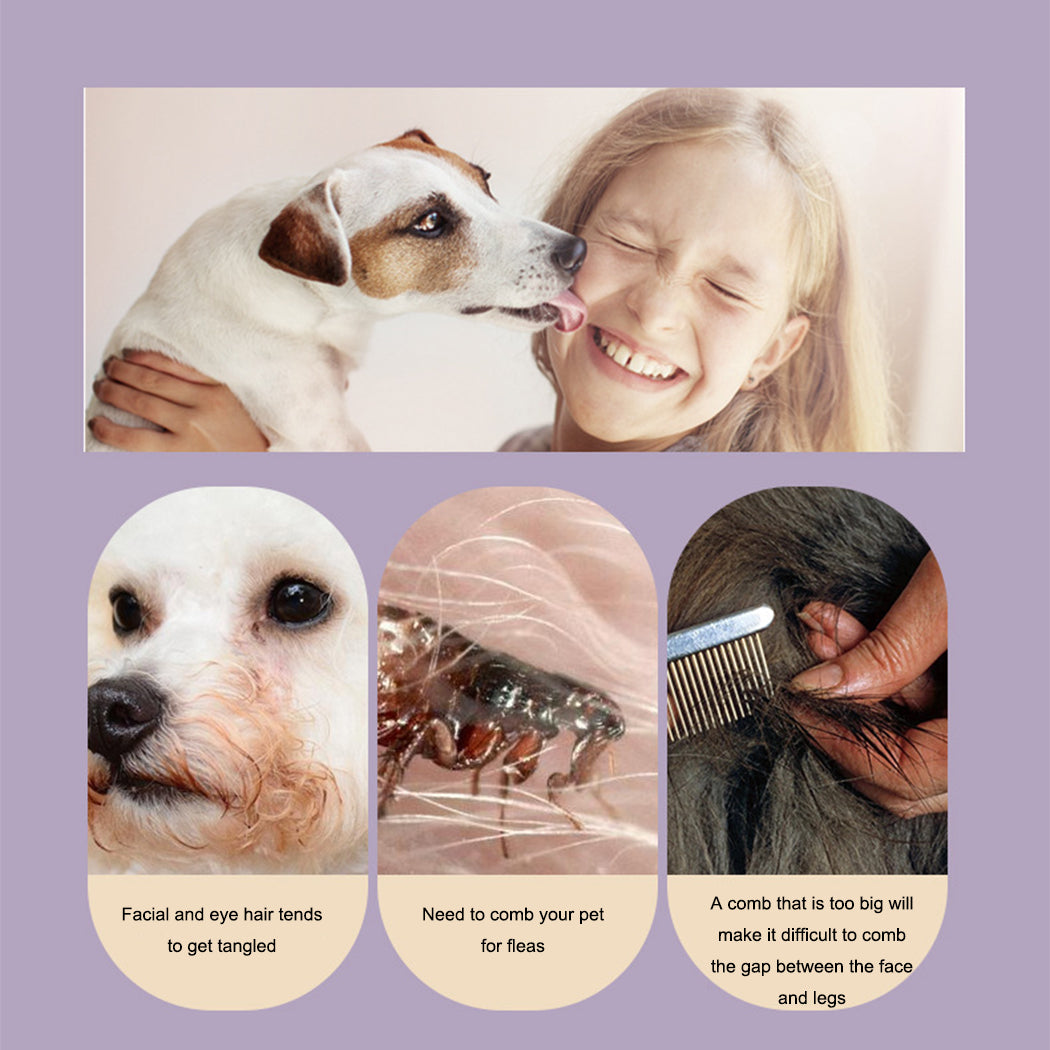 Multi-Purpose Pet Grooming Comb – Tight Teeth for Face, Mouth, and Flea Removal