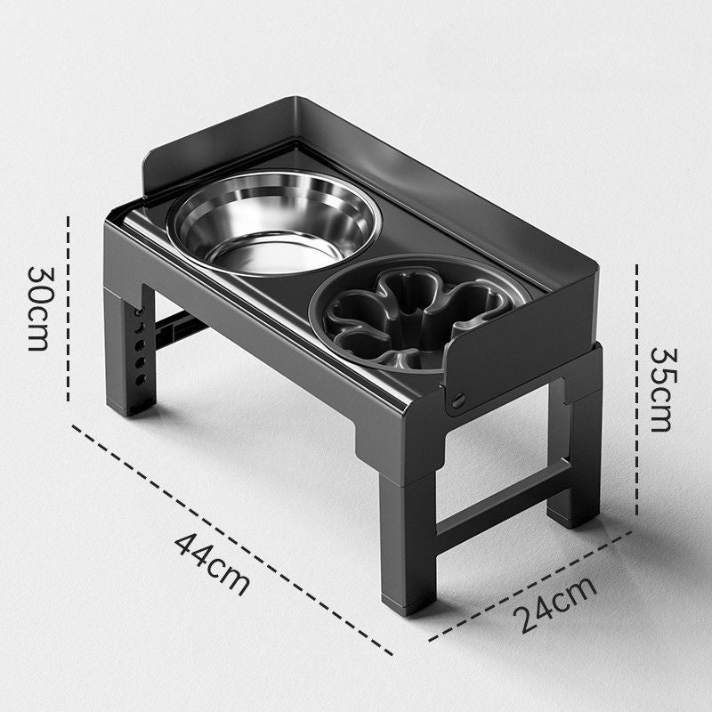 Adjustable Elevated Slow Feeder Bowl Set for Medium and Large Dogs