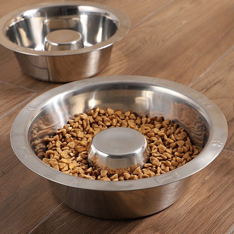 Stainless Steel Slow Feeder Bowl for All Dog Breeds｜Anti-Gulping Dog Bowl