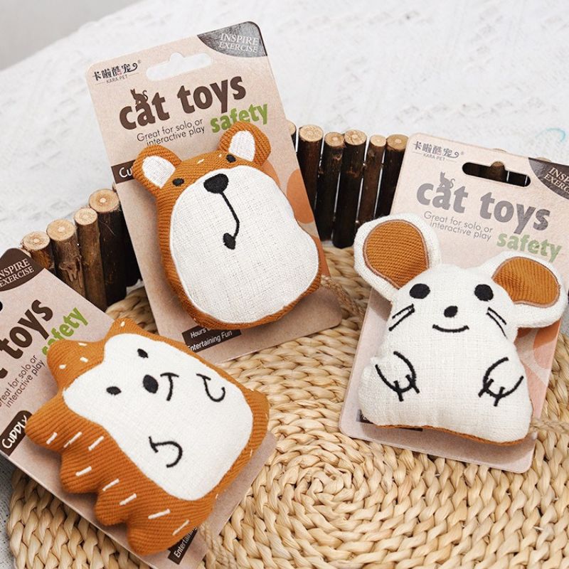 Catnip Crinkle Cat Toy – Teething-Safe, Self-Play, Carry-and-Cuddle Design, Linen-Cotton Shell