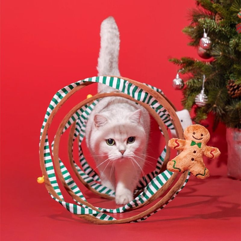Christmas Cat Tunnel – Foldable Holiday Play Tunnel