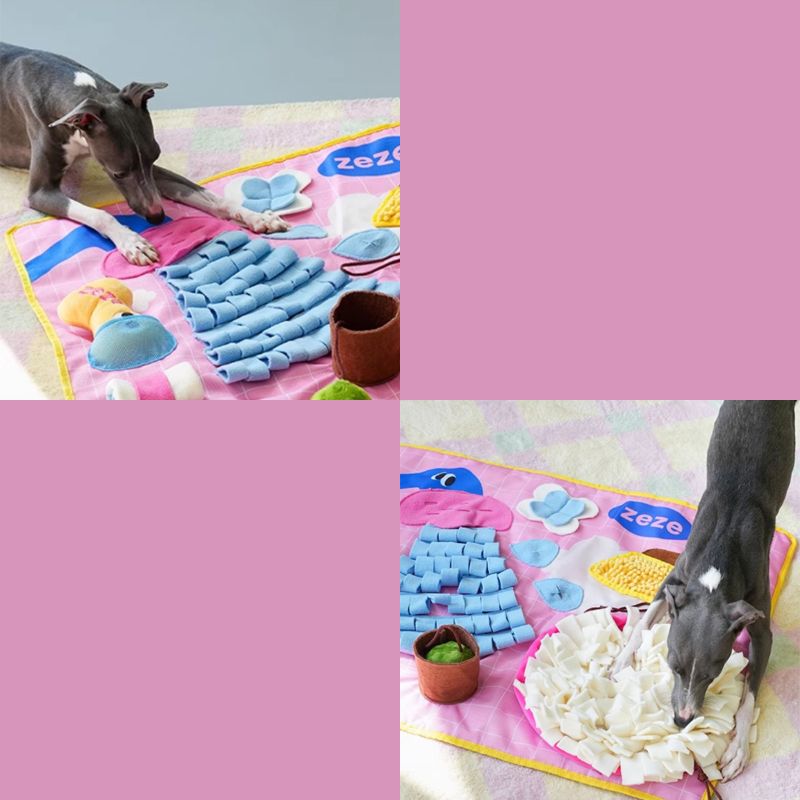 Vintage Bathroom Snuffle Mat | Interactive Slow Feeder with Hidden Treats & Squeaky Toys