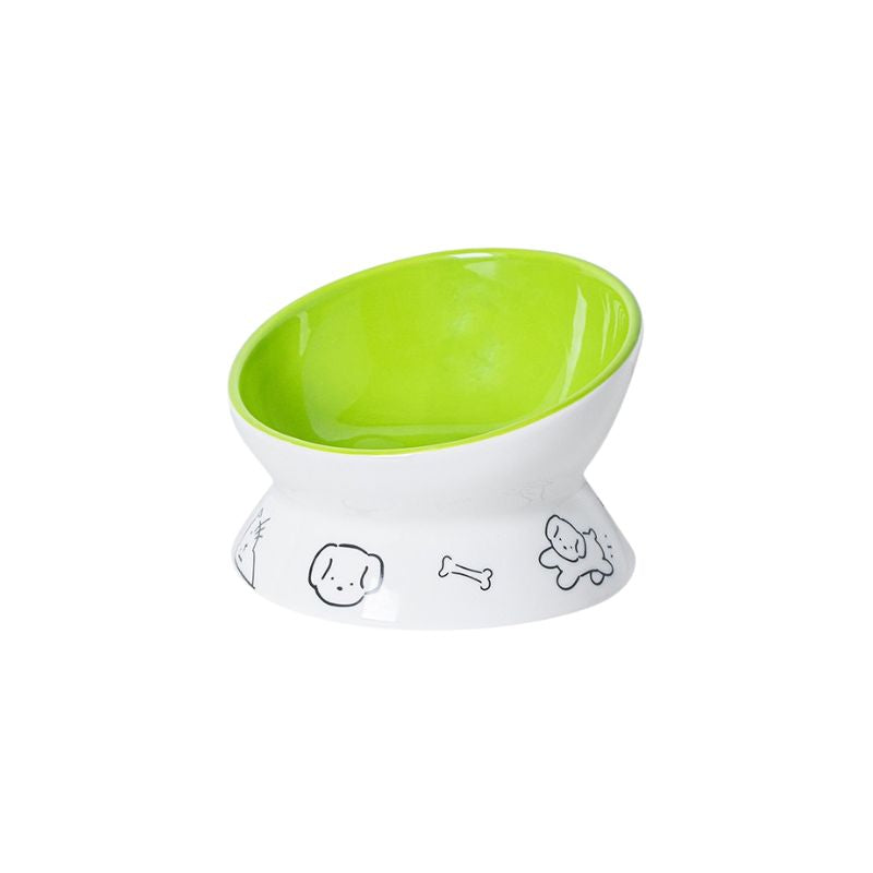 Elevated Tilted Ceramic Cat&dog Bowl |  Whisker-Friendly  pets up to 6kg