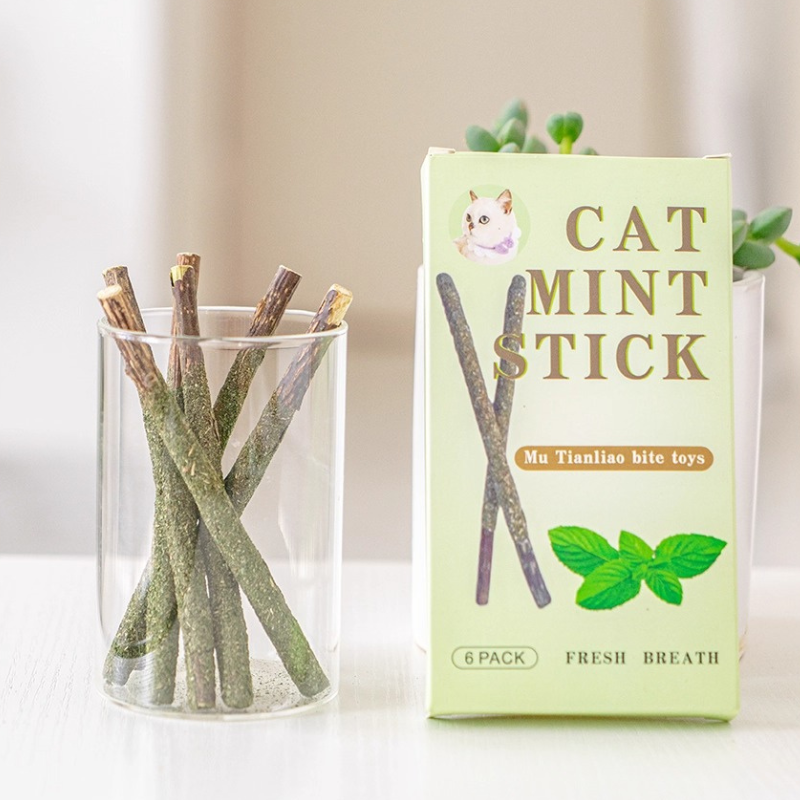 Cat Grass Chew Sticks with Catnip & Matatabi – 6 Pack Dental Chewing Toys for Cats