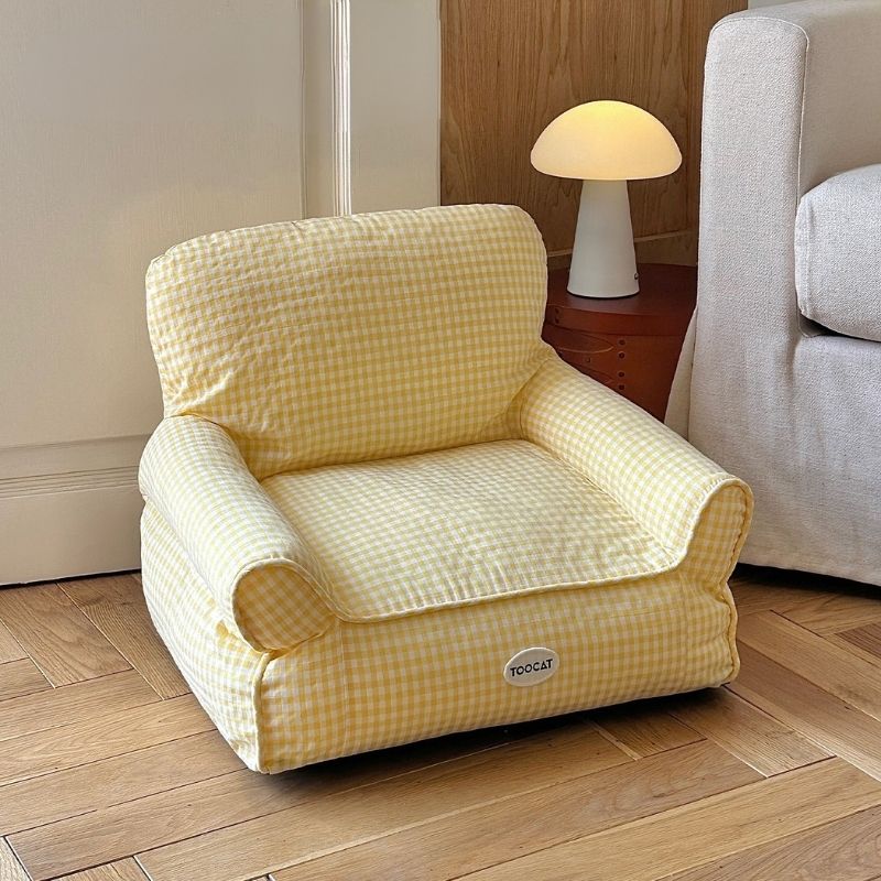 Animal Cotton & Linen Pet Sofa Bed｜Removable Cover Lounger for Cats, Small Dogs