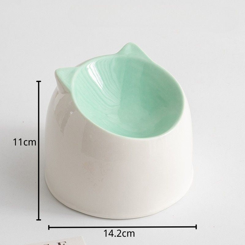 Ceramic Cat Ear Elevated Bowl – pet Bowl 4 Colors | Anti-Vomiting & Non-Slip Design