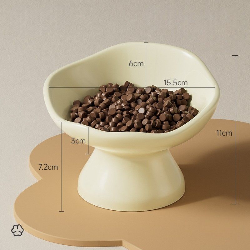 Hand-Pressed High Stand Ceramic Pet Bowl