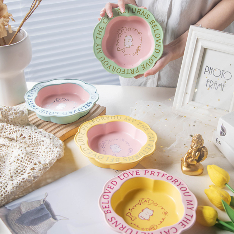 6-Inch Ceramic Cat Plate 200ml – Matte Finish Pet Bowl for Cats & Small Dogs