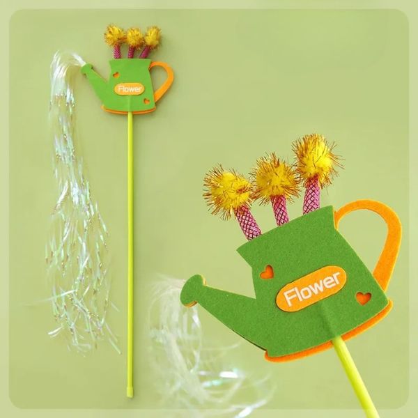 Wool-Felt Cat Teaser Wand – Interactive Play Toy for Cats, Durable Rod, No-Feather Design