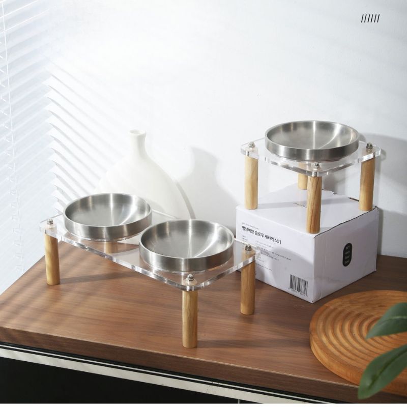 High-Stand Stainless Steel Dog & Cat Bowl set – Split Removable Pet Feeding Dish