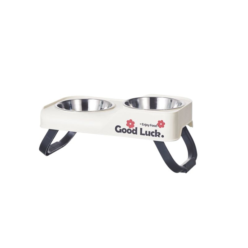 Asymmetric Elevated Stainless Steel Dual Bowl –  Dogs & Cats