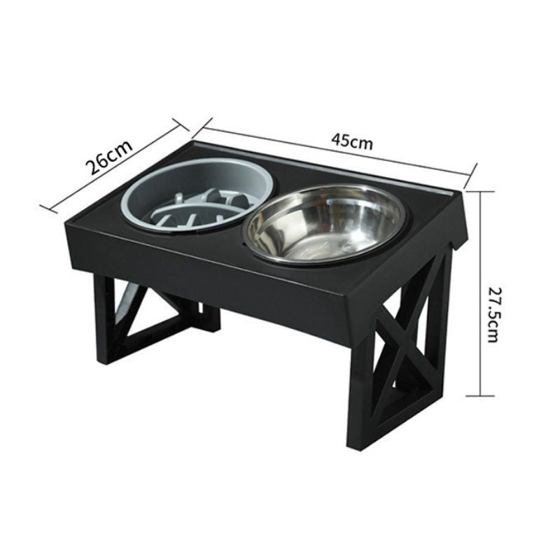 Adjustable 3‑ModeStainless Steel Elevated slow Bowl Set for Medium & Large Dogs