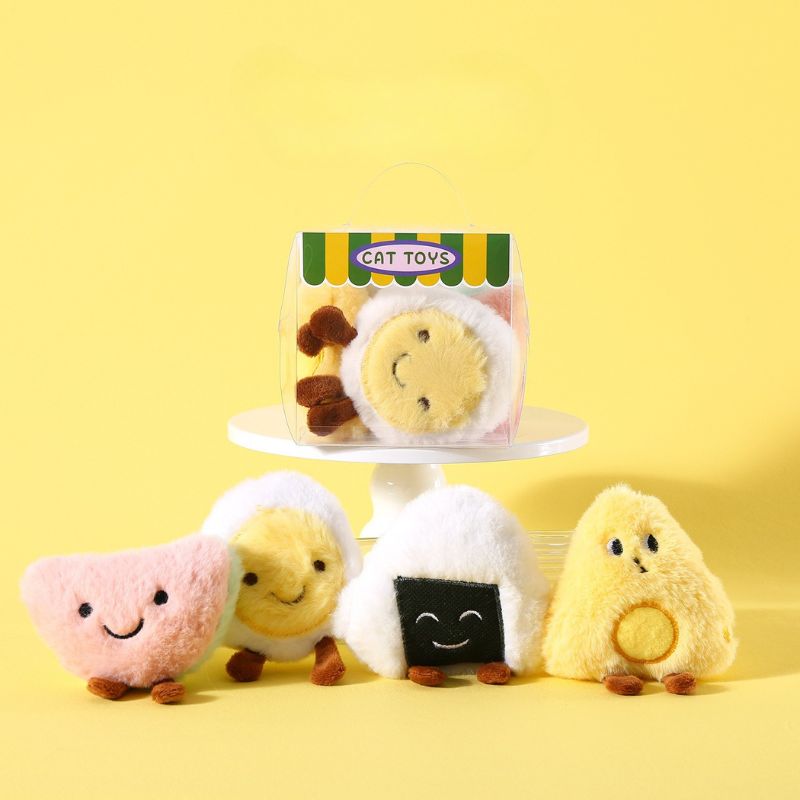 4pcs Interactive Plush Cat Toy with Bell – Soft Squeaky Crinkle Toy