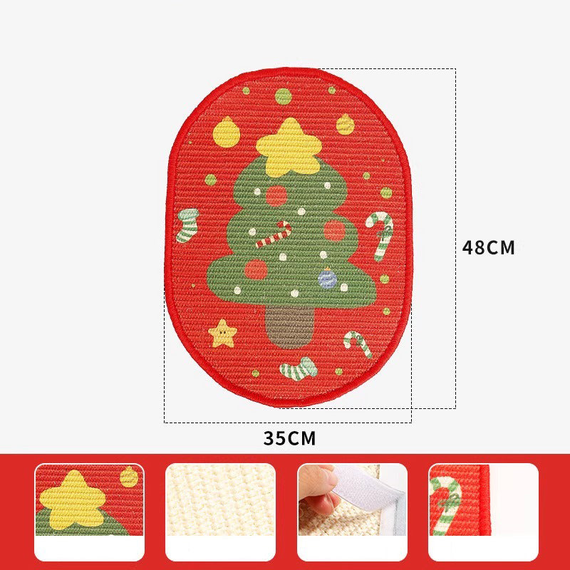 Christmas & Halloween Cat Scratch Board – Wall-Mounted Sisal Tree & Pumpkin Design