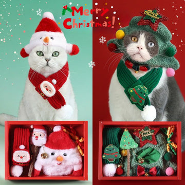 4pcs Knitted Christmas Pet Scarf – Warm Soft Holiday Accessory