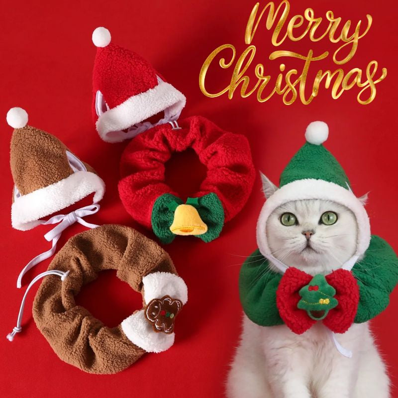 Plush Christmas Pet Outfit Set – Holiday Costume for Cats & Small Dogs (Fits up to 10kg)