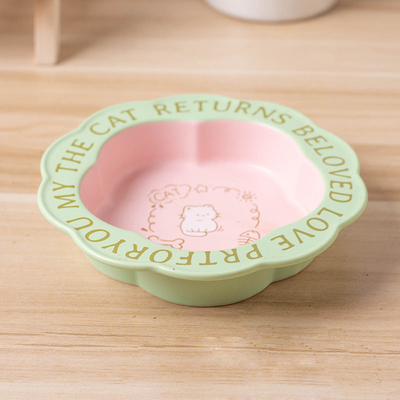 Princess-Style Porcelain Pet Bowl | Lace Edge & Easy-Clean