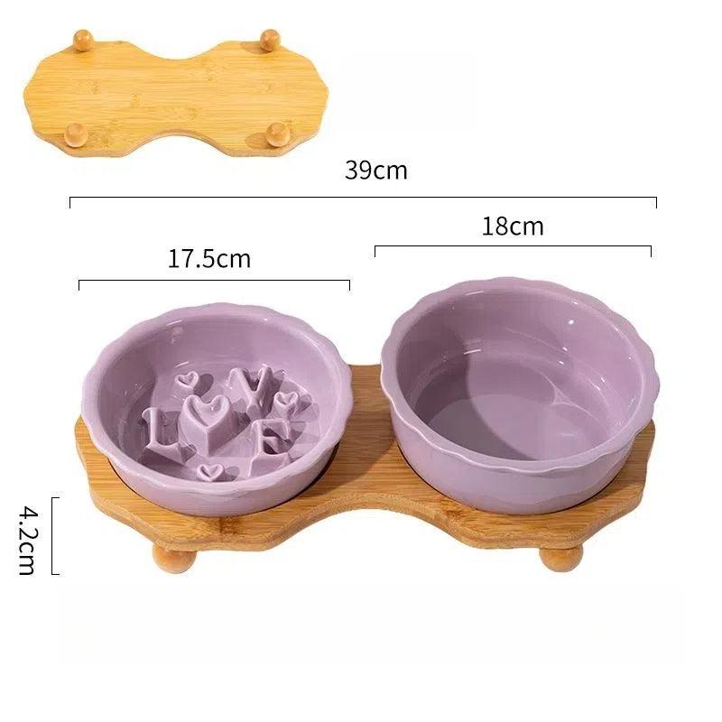 Love Series Ceramic Dog Slow Food Bowl Cat Small Dog Anti-choking Anti-slip Cervical Cute Pet Bowl Slow Food Basin - NoKa&AuroraStone
