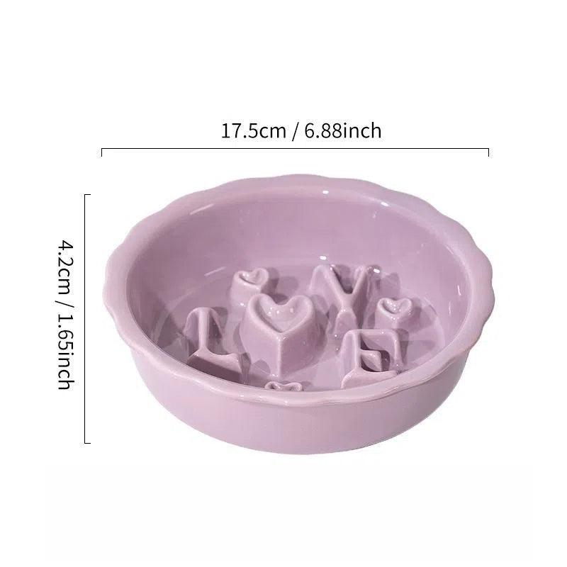 Love Series Ceramic Dog Slow Food Bowl Cat Small Dog Anti-choking Anti-slip Cervical Cute Pet Bowl Slow Food Basin - NoKa&AuroraStone