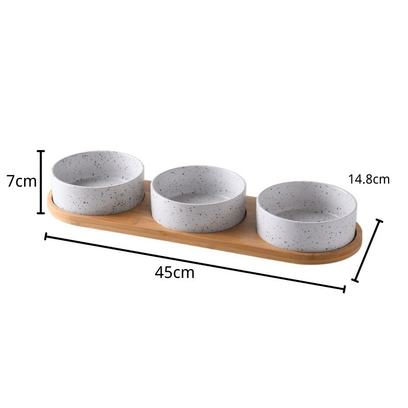 Hand‑Painted Ink‑Style Ceramic Bowl with Natural Bamboo Base | Eco‑Friendly & Safe
