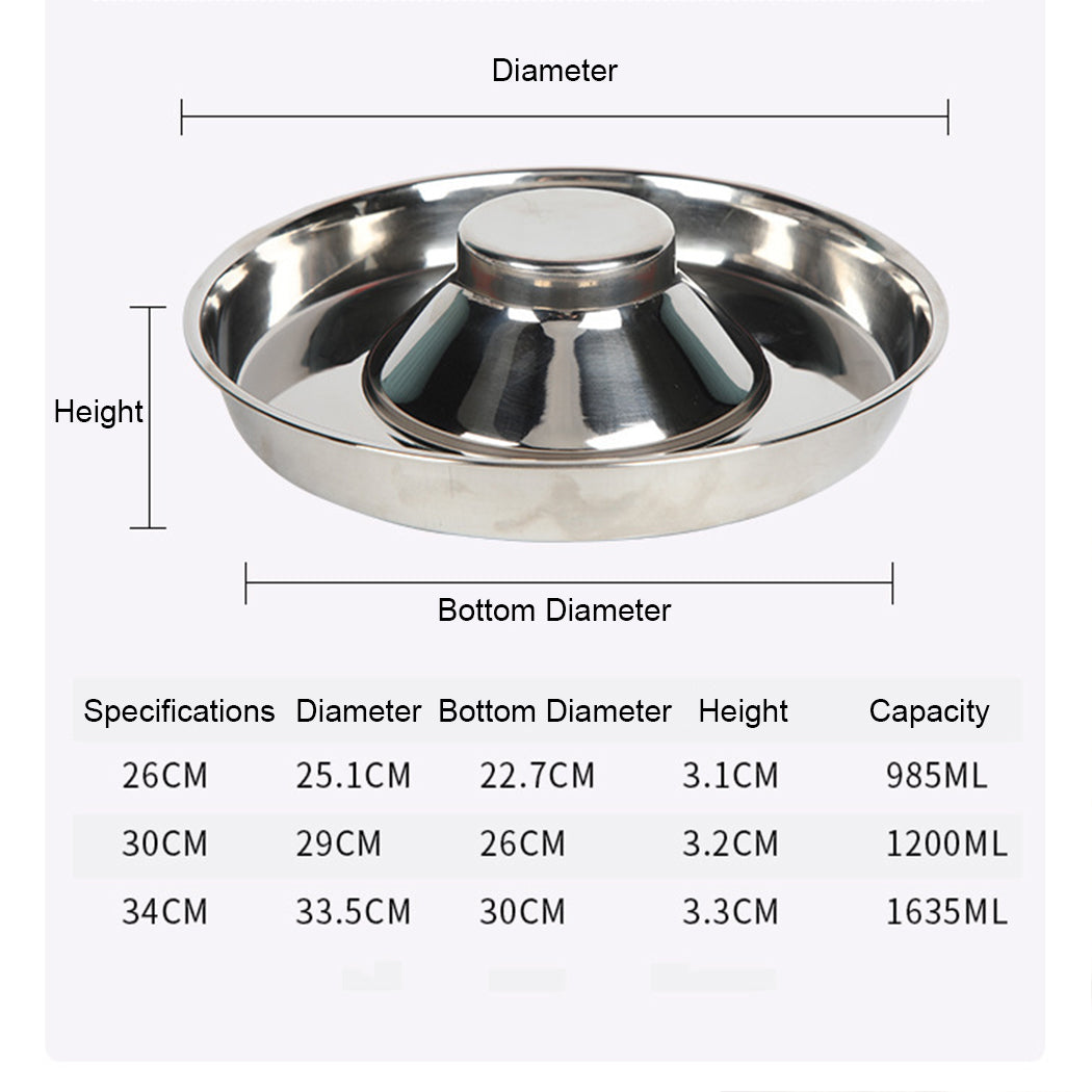 Pet stainless steel slow feeding bowl