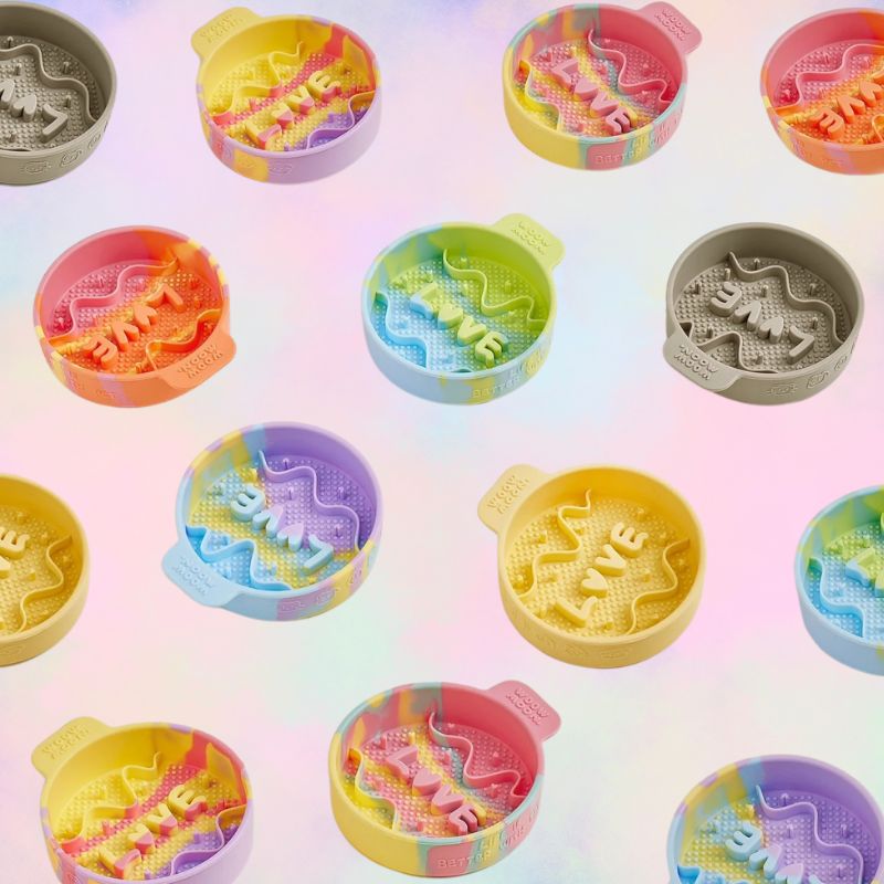 Pastel Ice Cream Slow Feeder Mat - Non-Slip Lick Mat with LOVE Embossing