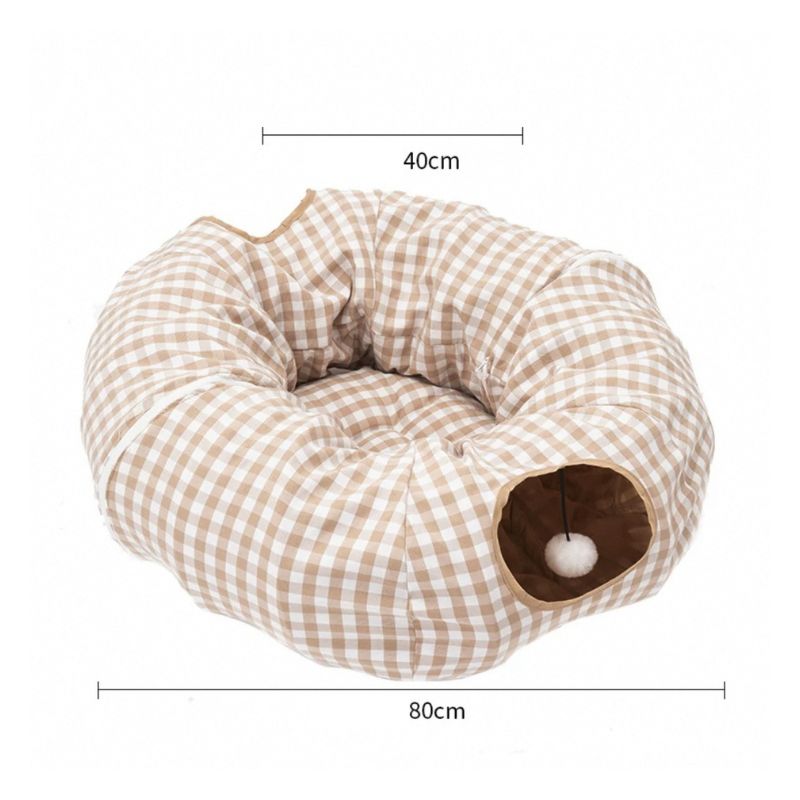 2-in-1 Cat Tunnel Bed – Collapsible Cat House and Play Tunnel for Indoor Cats