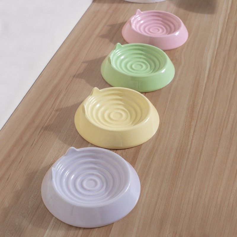 Ceramic Feeding Dish for Small Animals｜Low-Rim Flat Plate for Cats, Small Dogs