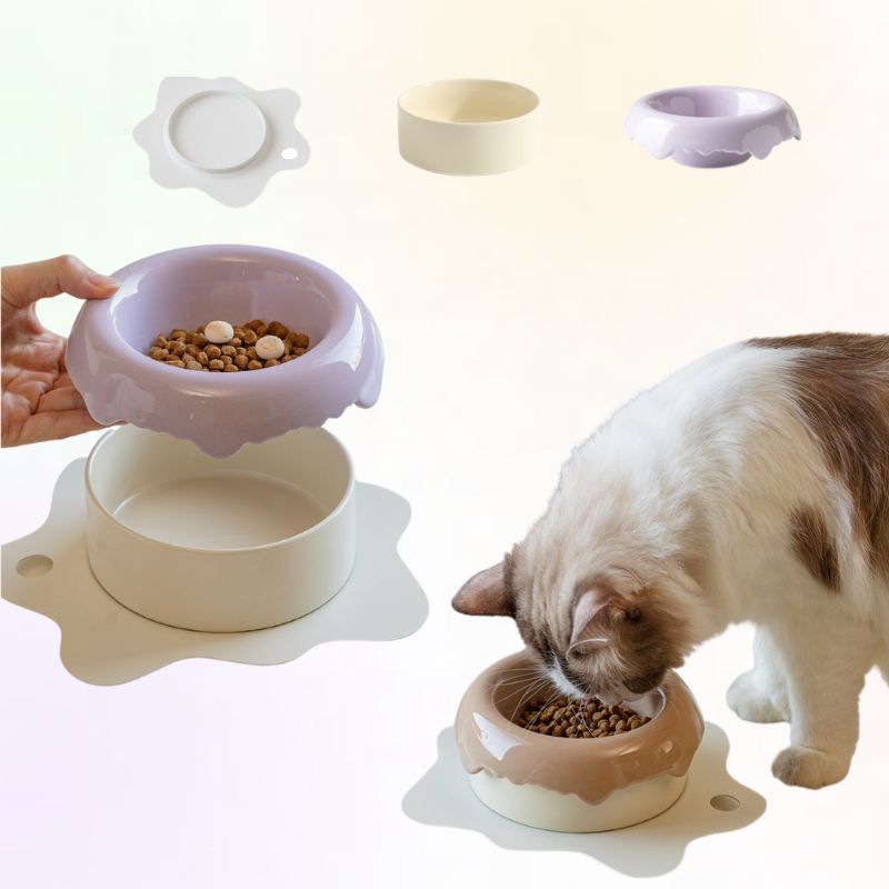 3pcs Detachable 3-in-1 Donut Pet Bowl | Separate Food & Water • Easy-Clean • Non-Slip Base