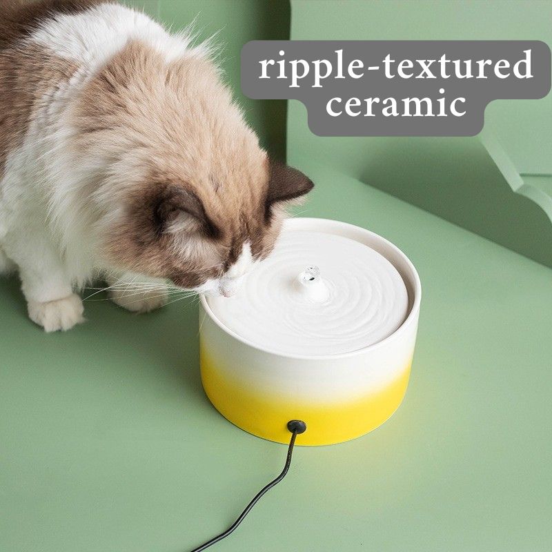Ceramic Pet Water Fountain | Quiet Circulating Drinking Fountain for Cats & Dogs