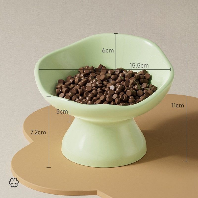 Hand-Pressed High Stand Ceramic Pet Bowl