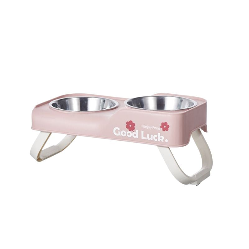 Asymmetric Elevated Stainless Steel Dual Bowl –  Dogs & Cats