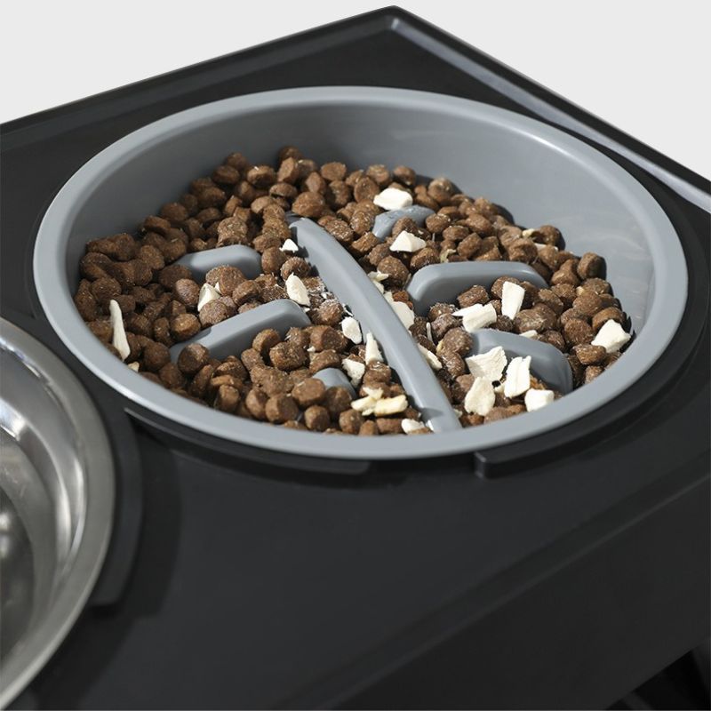 Adjustable 3‑ModeStainless Steel Elevated slow Bowl Set for Medium & Large Dogs