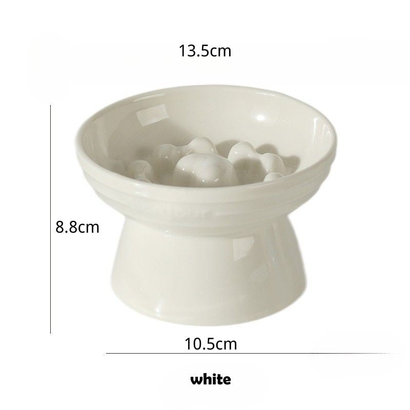Heart-Shaped Elevated Ceramic Slow Feeder Bowl – Anti-Gulping Design for Dogs & Cats