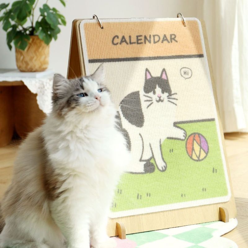 Calendar-Style Cat Scratcher – Cute Desktop Scratching Board with Replaceable Refill, Low-Lint, No Mess