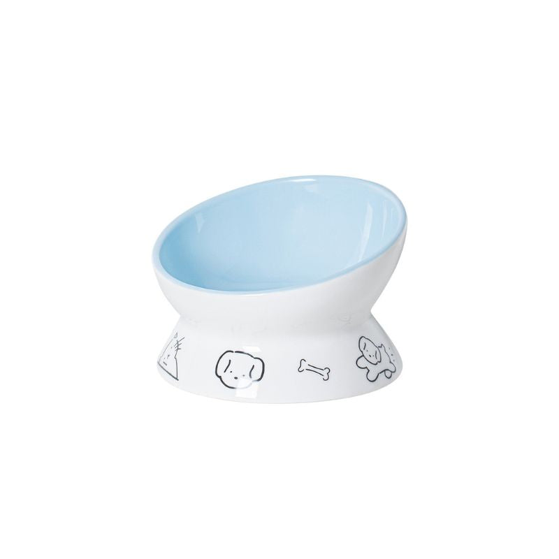 Elevated Tilted Ceramic Cat&dog Bowl |  Whisker-Friendly  pets up to 6kg