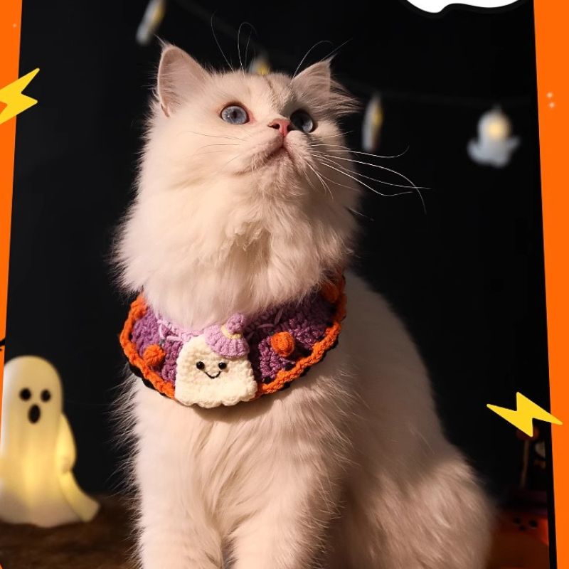 Handmade Halloween Collar for  Pets – Festive Cat &  Dog Accessory