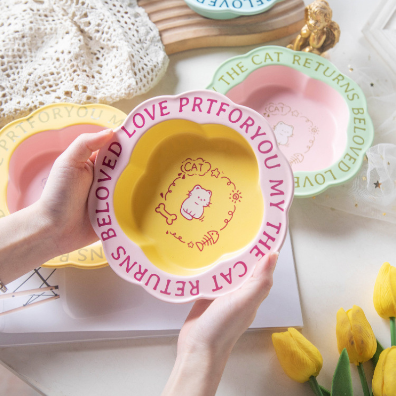 6-Inch Ceramic Cat Plate 200ml – Matte Finish Pet Bowl for Cats & Small Dogs