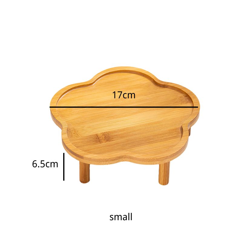 Elevated Bamboo Pet Bowl Stand | Natural Raised Feeder for Cats & Small Dogs  small size