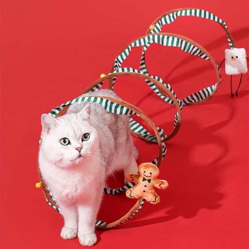 Christmas Cat Tunnel – Foldable Holiday Play Tunnel