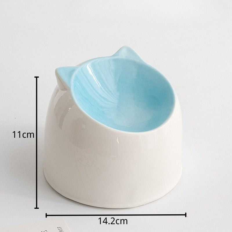 Ceramic Cat Ear Elevated Bowl – pet Bowl 4 Colors | Anti-Vomiting & Non-Slip Design