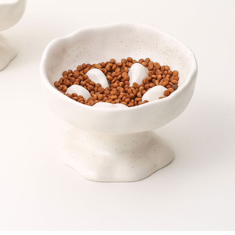 Ink-Style Ceramic Elevated Pet Bowl – Tilted Slow Feeder, Anti-Choke, Suitable for Cats and Dogs