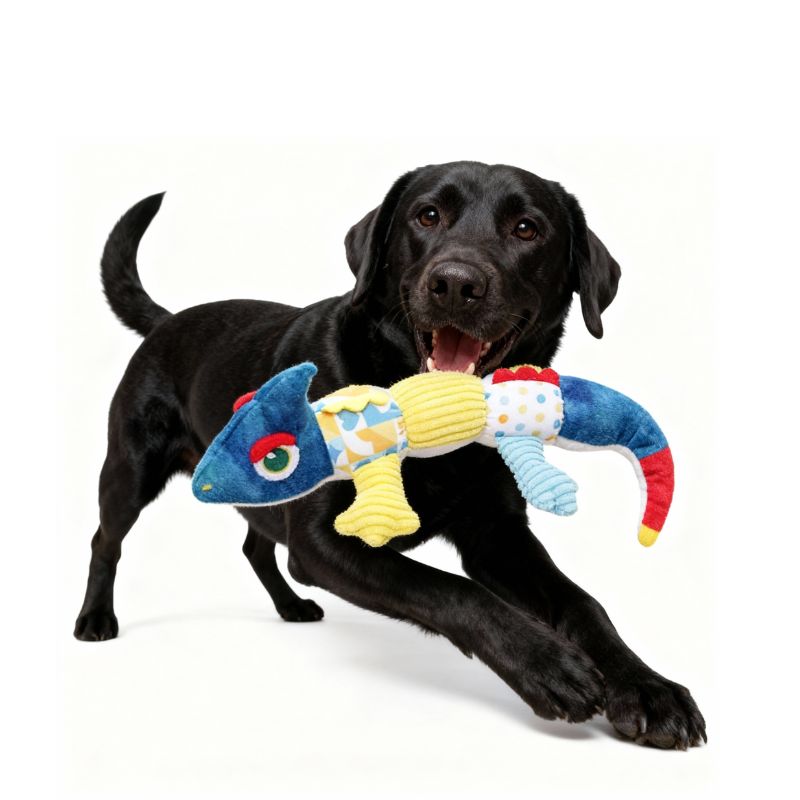 Plush Squeaky Chameleon Dog Toy