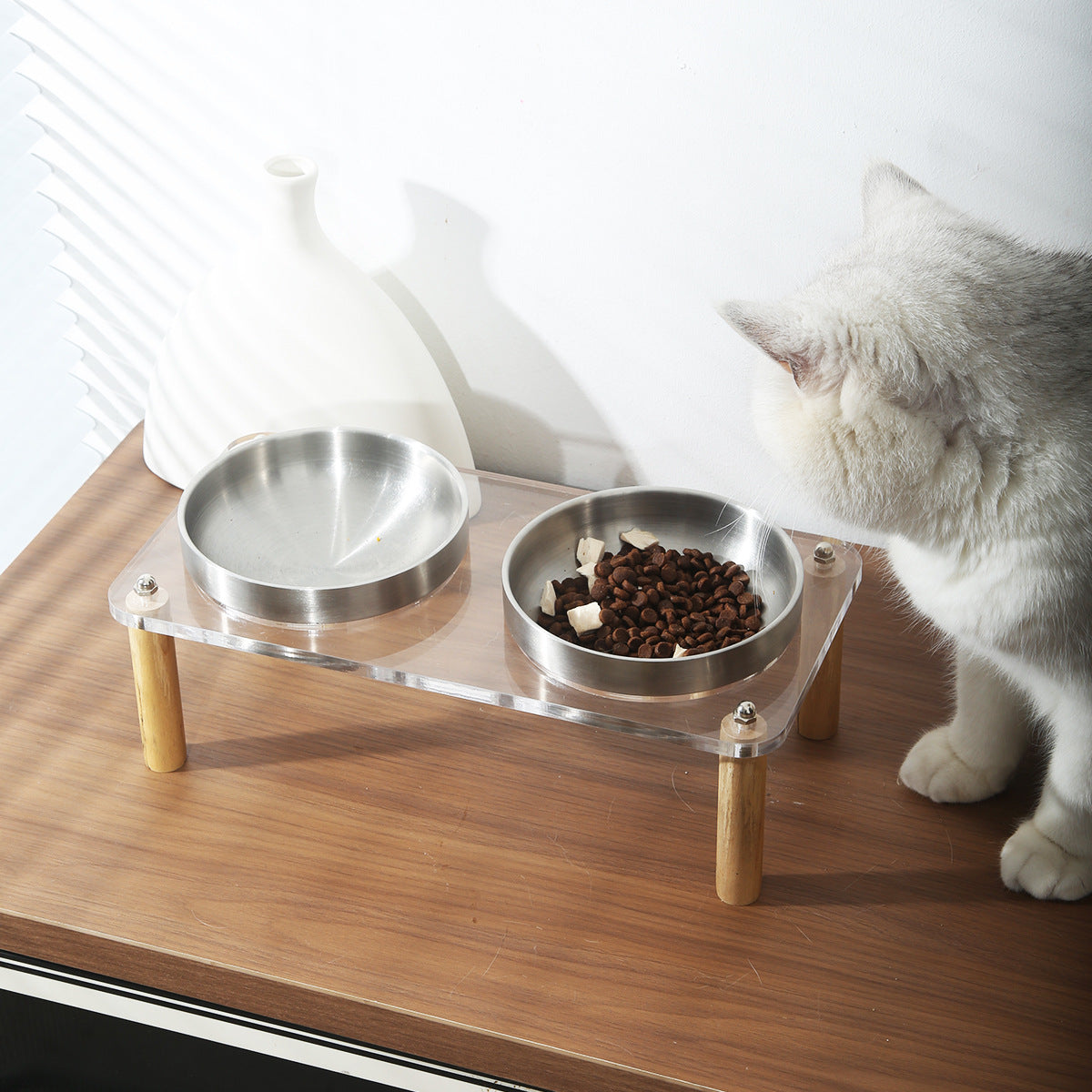 High-Stand Stainless Steel Dog & Cat Bowl set – Split Removable Pet Feeding Dish