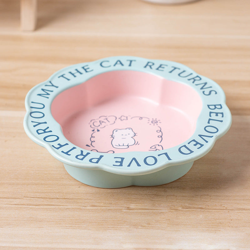 Princess-Style Porcelain Pet Bowl | Lace Edge & Easy-Clean