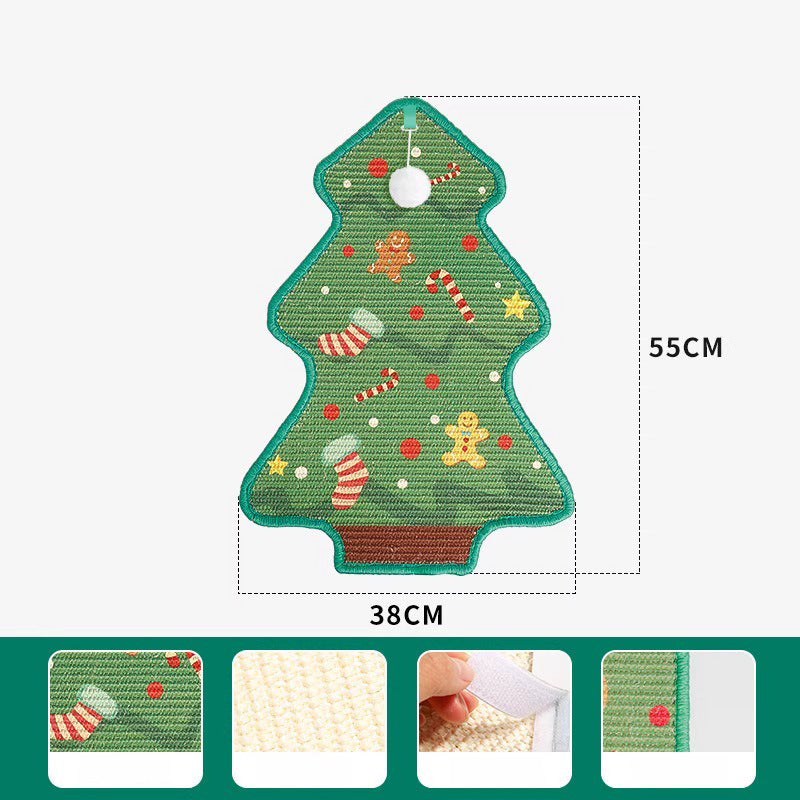 Christmas & Halloween Cat Scratch Board – Wall-Mounted Sisal Tree & Pumpkin Design