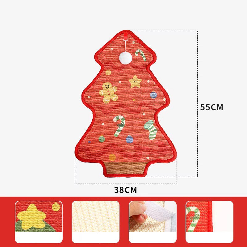 Christmas & Halloween Cat Scratch Board – Wall-Mounted Sisal Tree & Pumpkin Design